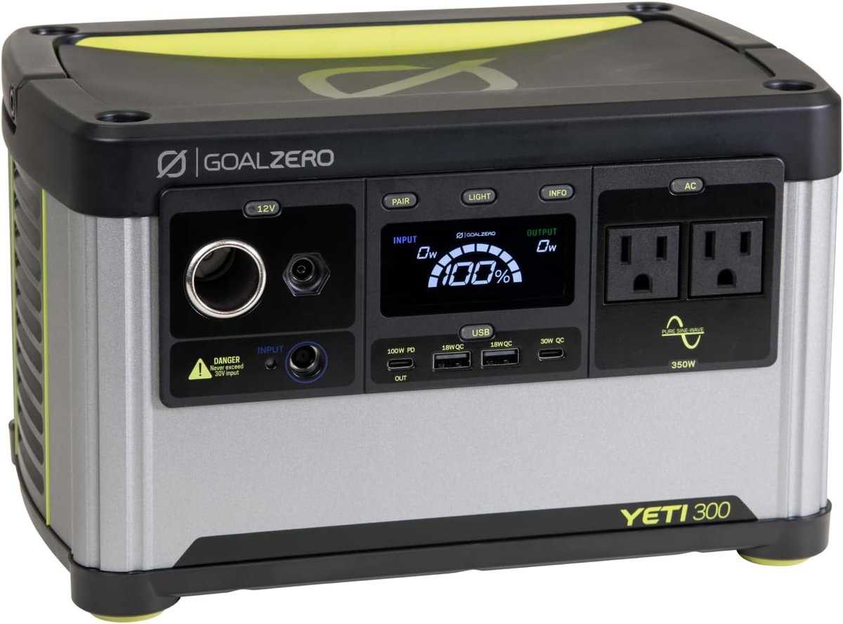 Goal Zero Yeti 300 portable power station with 12V and AC outputs