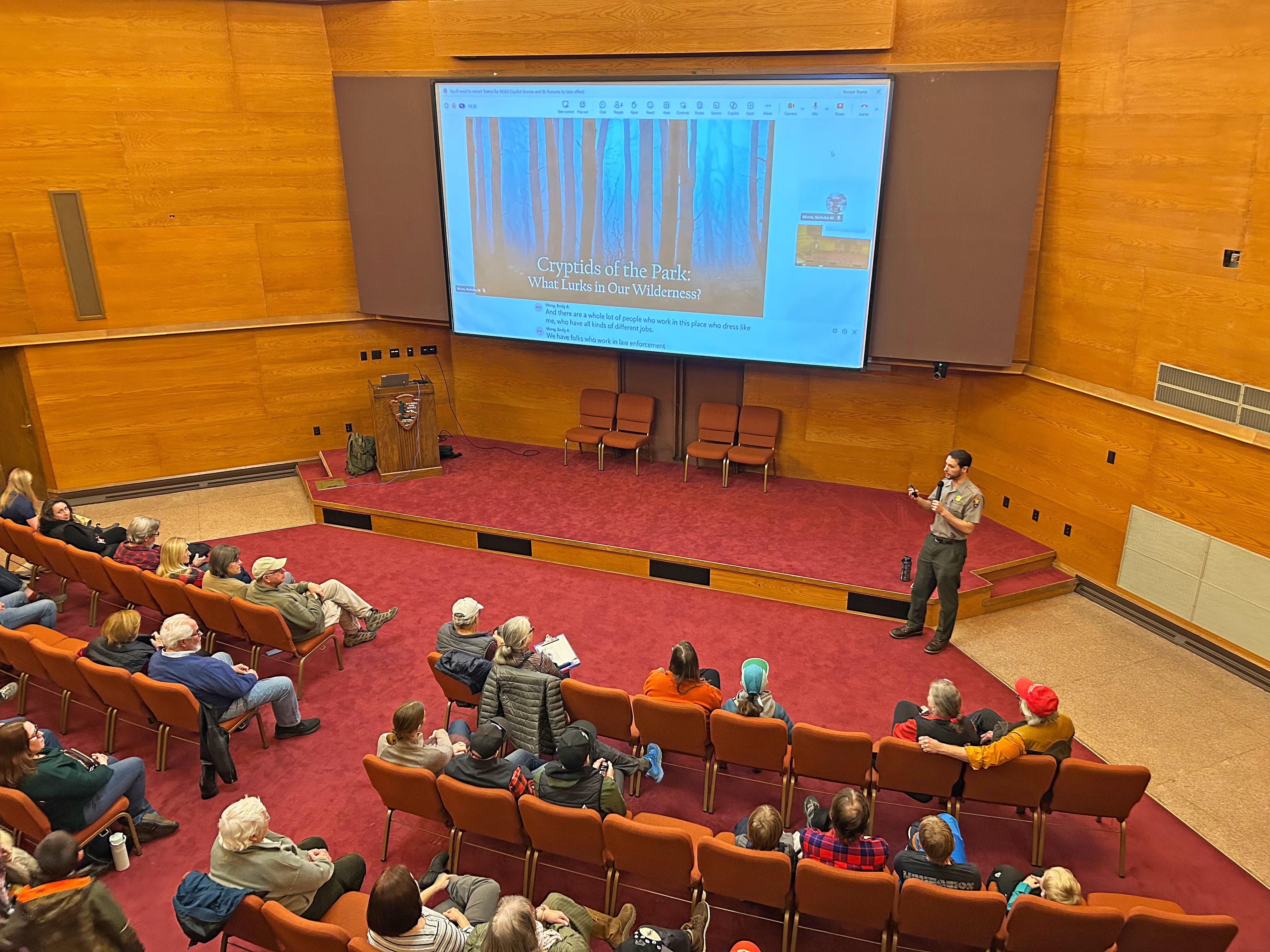 A ranger-led program is happening at Beaver Meadows Visitor Center
