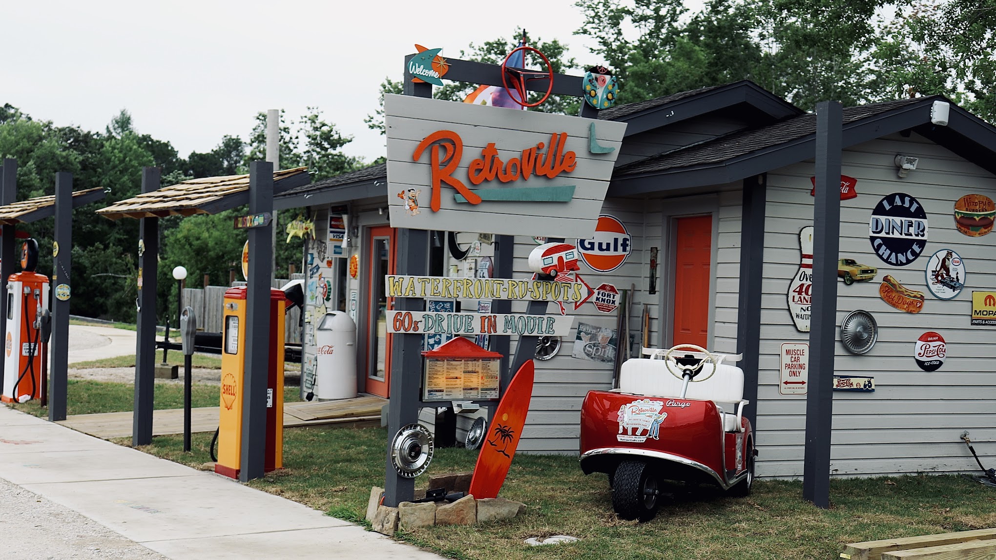 Retroville RV Park 60s Drive-In Movie Themed Waterfront RV Park