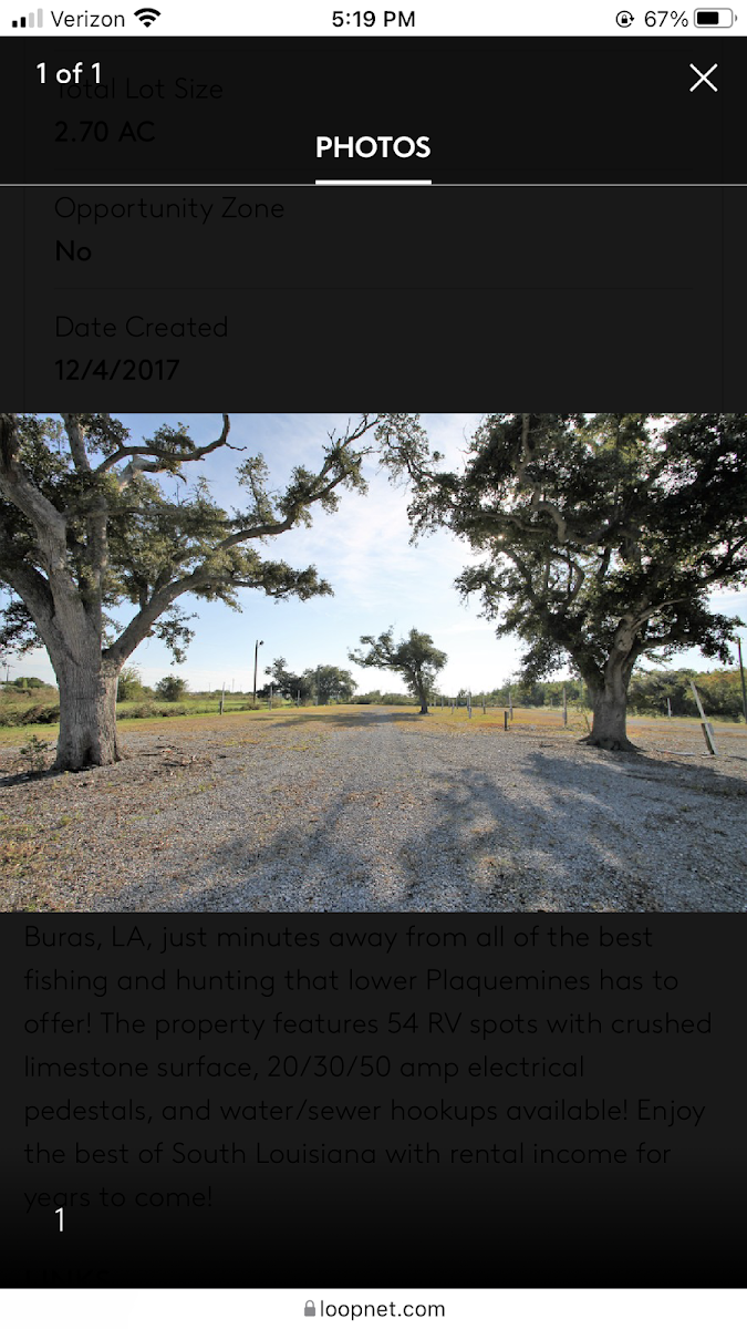 Buras RV / Mobile Home Park. Started at $550 per month for 30 amps Rv. Free washer and dryer